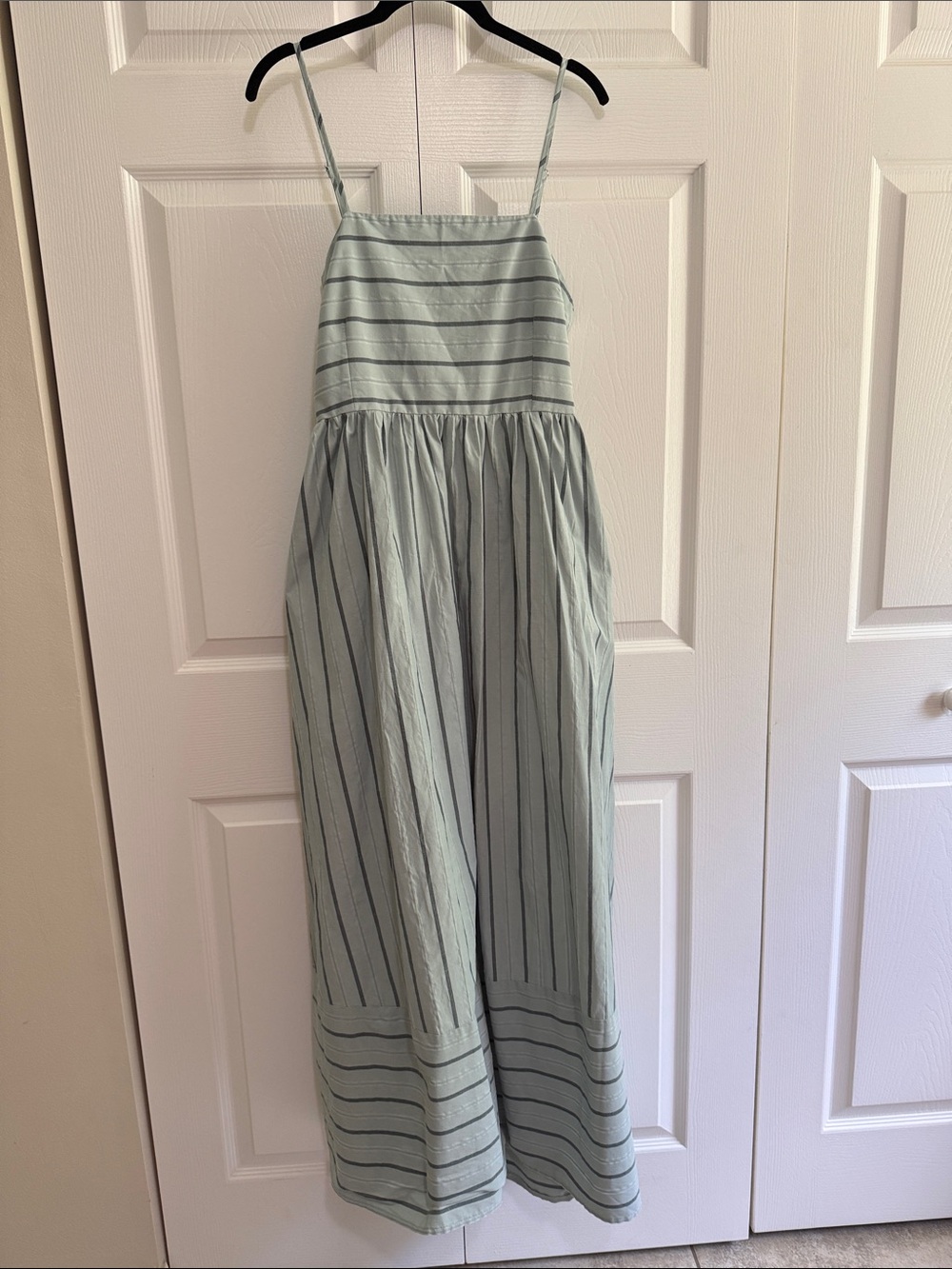 Light Sage Green Striped Maxi Sundress